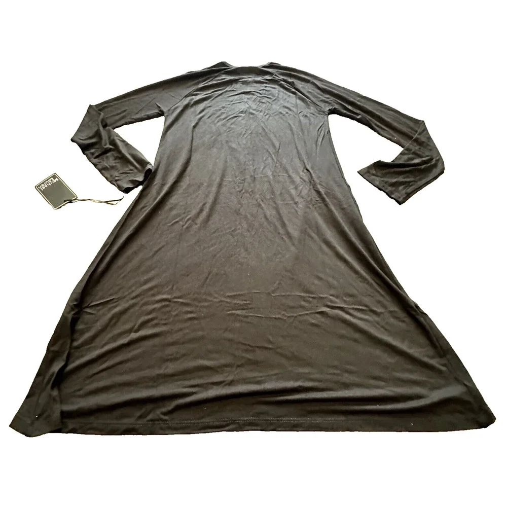 Michale‎ Lauren Women Medium Dress Reef Cut Out Black Shift Mini Long Sleeve NWT